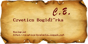 Czvetics Boglárka névjegykártya